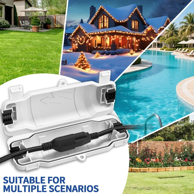 Alt view image 6 of 7 - 6 Pack Outdoor Extension Cord Safety Cover, Waterproof, White Weatherproof Electrical Box for Plug and Socket, IP54 Water Resistant Seal, Protects Outdoor Connections and Holiday Lights