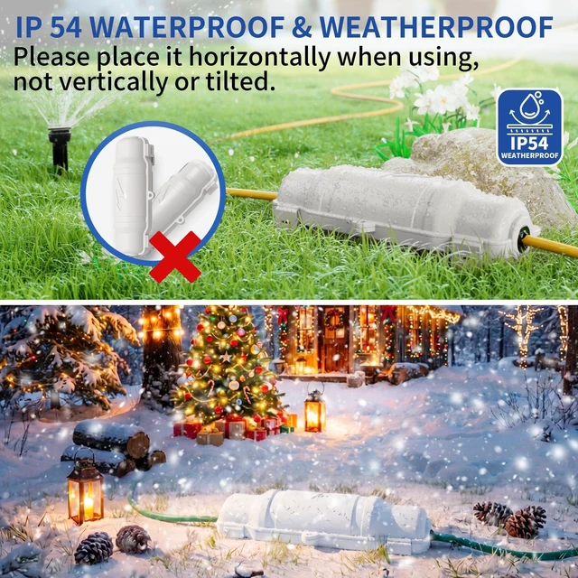 Alt view image 7 of 7 - 6 Pack Outdoor Extension Cord Safety Cover, Waterproof, White Weatherproof Electrical Box for Plug and Socket, IP54 Water Resistant Seal, Protects Outdoor Connections and Holiday Lights