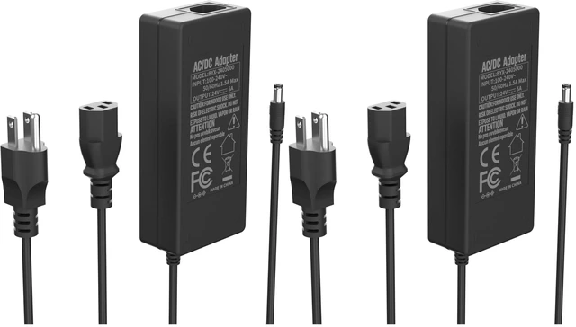 Main image of 24V DC Power Supply Adapter 24Volt 5A 120W AC to DC Converter Transformer 100-240V AC Input with 5.5 x 2.1mm US Plug for LED Strip, CCTV Camera (Pack of 2)