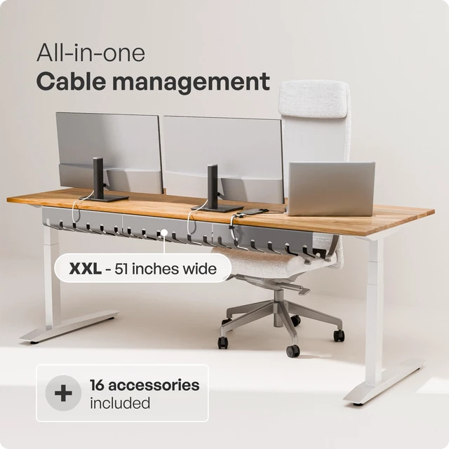 Alt view image 2 of 7 - Cable Management Under Desk, Set of 3 - Grey/Silver Easy under-table mounting keeps cables organized, includes 10 cable ties for a clean and tidy office or home workspace