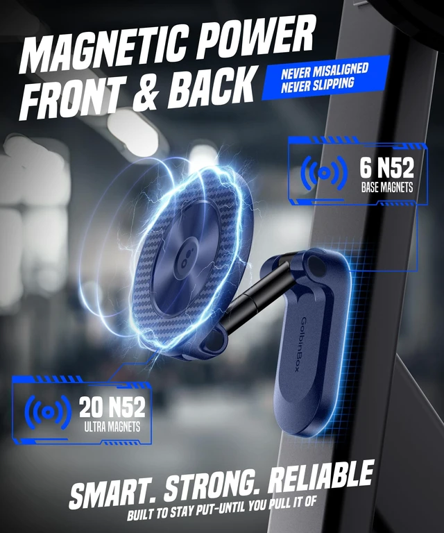 Alt view image 2 of 7 - Magnetic Phone Holder for Gym,Adjustable Tripod Mount Ring Blue Gym Magnetic Phone Holder, Portable Phone Mount to Metal Surface,Gym Accessories for Workout Recording for iPhone and Android
