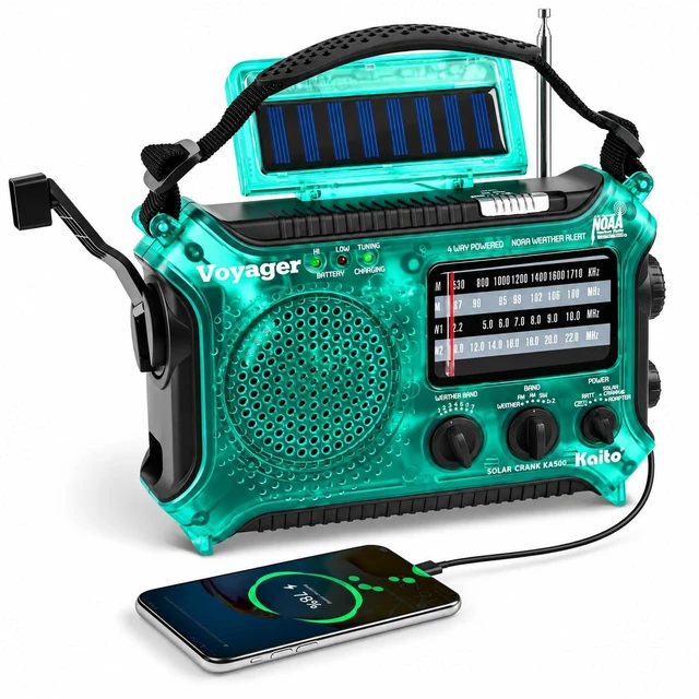 Main image of KA500GRN 5-Way Powered Emergency AM/FM/SW Weather Alert Radio, Green