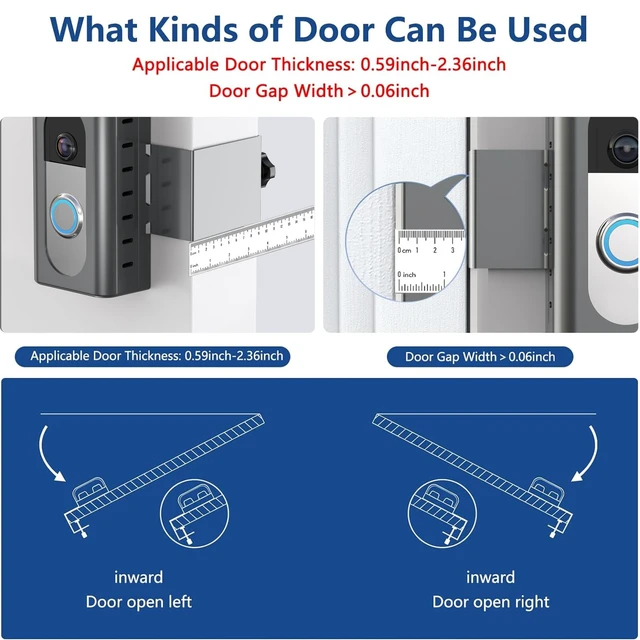 Alt view image 3 of 7 - Anti-Theft Video Doorbell Mount Compatible with Most Wireless Video Doorbell, Adjustable Mounting Bracket Accessories for Houses, Apartments, Businesses