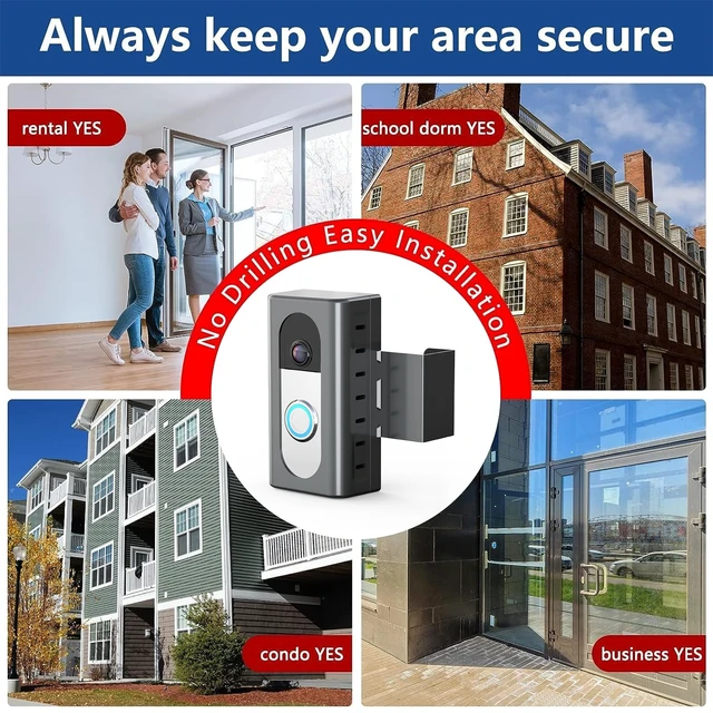 Alt view image 6 of 7 - Anti-Theft Video Doorbell Mount Compatible with Most Wireless Video Doorbell, Adjustable Mounting Bracket Accessories for Houses, Apartments, Businesses