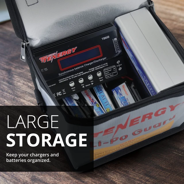 Alt view image 4 of 6 - Fire Retardant Lipo Zipper Bag for Charging and Storing Lipo Battery Packs, 8.5 x 6.5 x 5.7inch (Pack of 2)