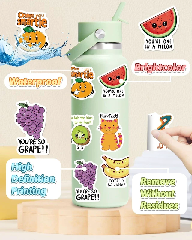 Alt view image 4 of 6 - 600 Pcs Cute Stickers for Kids, Kids Water Bottle Stickers, Party Favors Waterproof Vinyl Sticker Pack, Goodie Bags Stuffers for Kids, Classroom Prizes for Elementary Students, Repeat Six