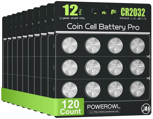 Main image of CR2032 Battery 120 Pack - CR2032 Lithium 3V Coin Battery Replacement for Apple Airtag Key Fob Remote Controller LED Candles Glucometer