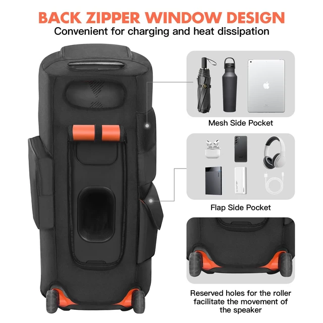 Alt view image 6 of 7 - Speaker Case Compatible with JBL PartyBox 710,Bottomless Cover Portable Speaker Dust Cover With Multi-Pockets Fits for JBL PartyBox 710 for Outdoor Travel,Cover Only(No Wheels) NOT For 720