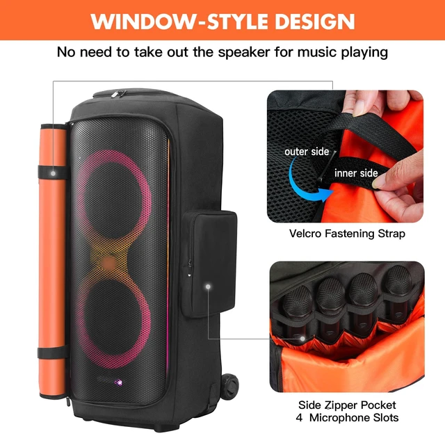 Alt view image 5 of 7 - Speaker Case Compatible with JBL PartyBox 710,Bottomless Cover Portable Speaker Dust Cover With Multi-Pockets Fits for JBL PartyBox 710 for Outdoor Travel,Cover Only(No Wheels) NOT For 720