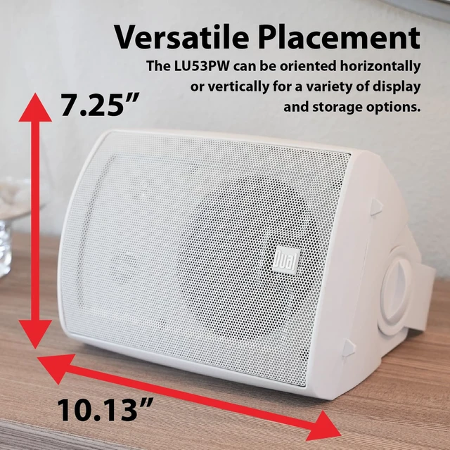 Alt view image 3 of 7 - LU53PW 5.25" 3-Way Indoor Outdoor Wired Speakers Pair Weather & UV resistant, for patio, pool & garage, expansive stereo sound, easy setup, wired home speakers, white pair