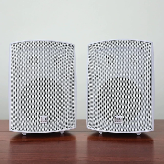 Alt view image 5 of 7 - LU53PW 5.25" 3-Way Indoor Outdoor Wired Speakers Pair Weather & UV resistant, for patio, pool & garage, expansive stereo sound, easy setup, wired home speakers, white pair