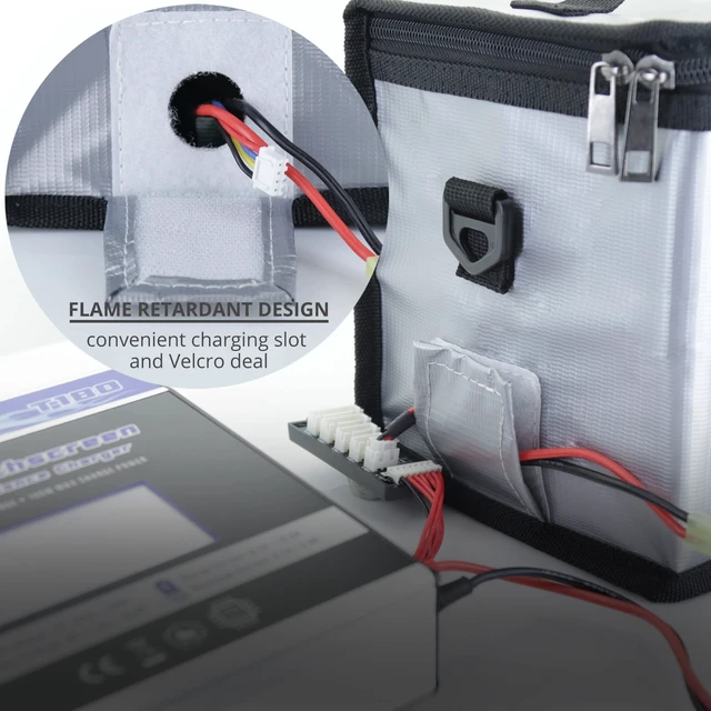 Alt view image 3 of 6 - Fire Retardant Lipo Zipper Bag for Charging and Storing Lipo Battery Packs, 8.5 x 6.5 x 5.7inch (Pack of 2)