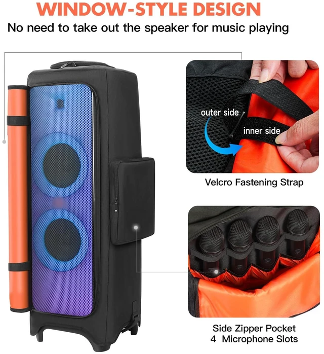 Alt view image 4 of 7 - Speaker Case Compatible with JBL PartyBox 1000,Bottomless Cover Portable Speaker Dust Cover Storage Bag Fits for JBL PartyBox 1000 for Outdoor Travel,Cover Only(Without Wheels and Pull Rod)