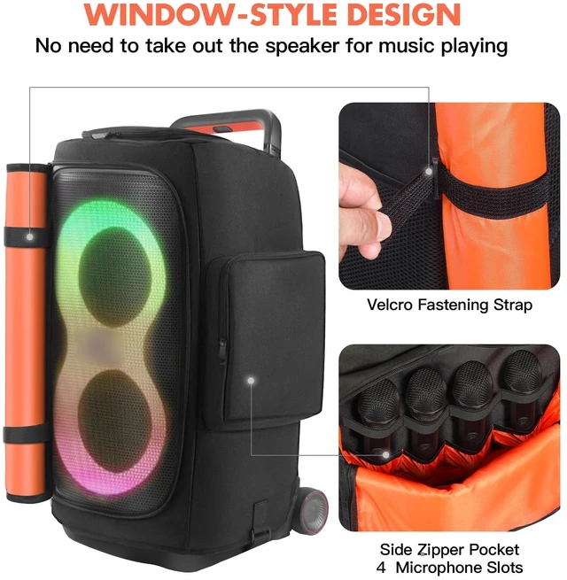 Alt view image 6 of 7 - Speaker Case Compatible with JBL PartyBox 520,Bottomless Cover Portable Speaker Dust Cover Storage Bag Fits for JBL PartyBox 520 for Outdoor Travel,Cover Only(Without Wheels and Pull Rod)