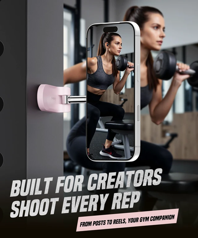 Alt view image 7 of 7 - Magnetic Phone Holder for Gym,Adjustable Tripod Mount Ring Pink Gym Magnetic Phone Holder, Portable Phone Mount to Metal Surface,Gym Accessories for Workout Recording for iPhone and Android