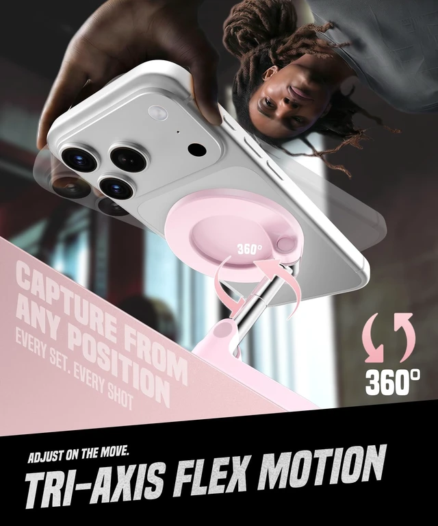 Alt view image 3 of 7 - Magnetic Phone Holder for Gym,Adjustable Tripod Mount Ring Pink Gym Magnetic Phone Holder, Portable Phone Mount to Metal Surface,Gym Accessories for Workout Recording for iPhone and Android