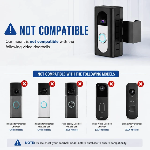Alt view image 3 of 7 - Anti-Theft Ring/Blink Doorbell Mount(NOT for Ring/Blink 2026 Rel) Doorbell Mount for Ring/Blink Battery Doorbell, Adjustable Mounting Bracket Accessories for Houses, Apartments, Businesses