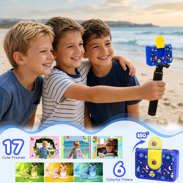 Alt view image 3 of 7 - Kids Waterproof Underwater Camera 1080P 4X Zoom 2"IPS Screen 32GB Card 20MP Built in Fun Frames Pool Toy Equipped with Swimming Cycling Skiing Accessories Christmas Birthday Gift for Boys Age 3-12