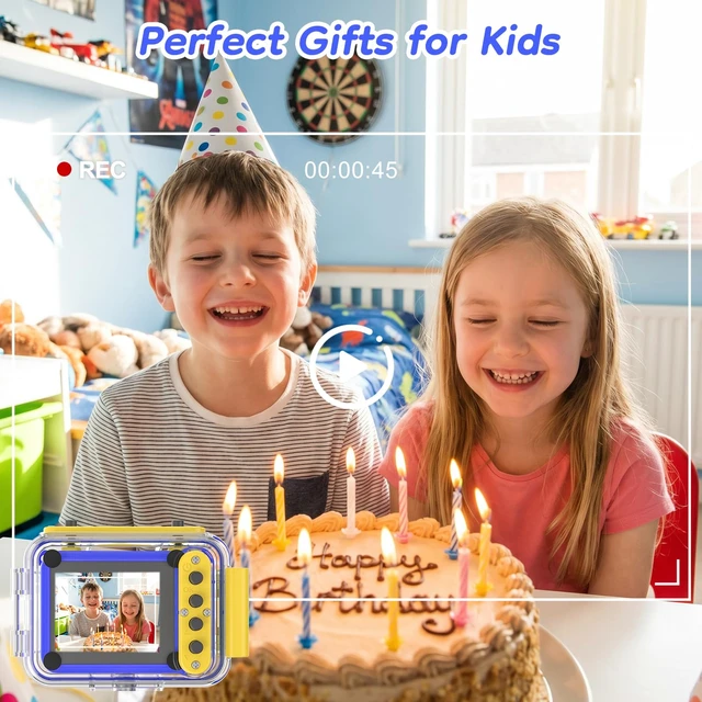 Alt view image 4 of 7 - Kids Waterproof Underwater Camera 1080P 4X Zoom 2"IPS Screen 32GB Card 20MP Built in Fun Frames Pool Toy Equipped with Swimming Cycling Skiing Accessories Christmas Birthday Gift for Boys Age 3-12