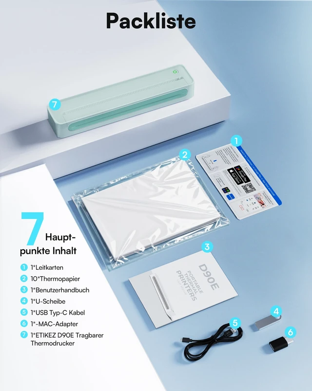 Alt view image 4 of 5 - D90E Portable Printer Wireless for Travel, Bluetooth & USB Inkless Printer Supports 8.5 x 11 Inch Thermal Paper, Compatible with Phone Laptop for Home Use Car Office School, Dark Cyan