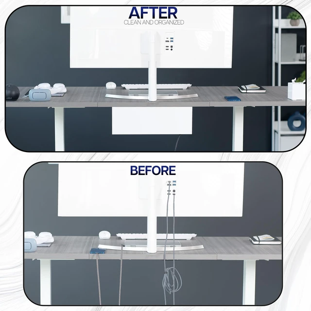 Alt view image 4 of 7 - White 17 inch Extra Deep Cable Management Tray, DESK-AC16-1CW Under Desk, Low Profile Power Strip Holder, Cord Organizer, Wire Tamer Steel Cable Rack for Office and Home, Holds 11 lbs