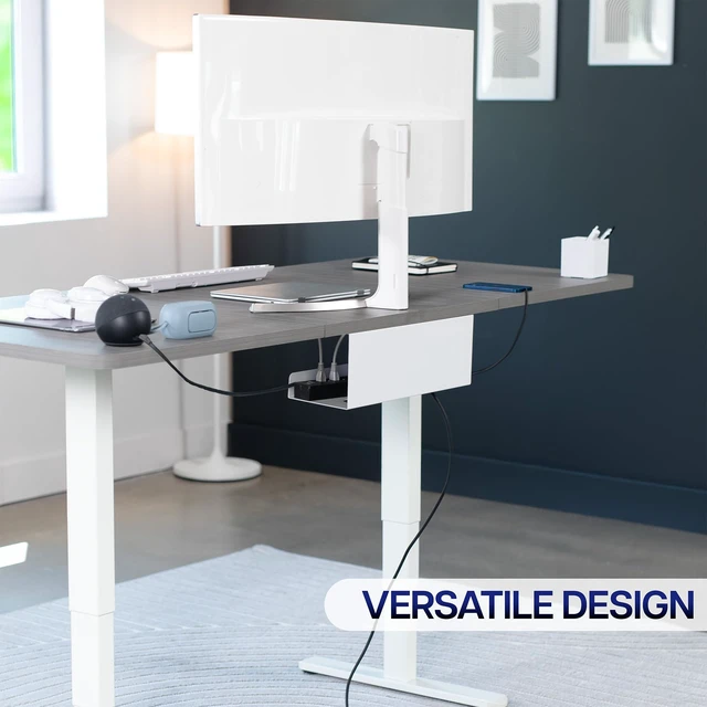 Alt view image 7 of 7 - White 17 inch Extra Deep Cable Management Tray, DESK-AC16-1CW Under Desk, Low Profile Power Strip Holder, Cord Organizer, Wire Tamer Steel Cable Rack for Office and Home, Holds 11 lbs
