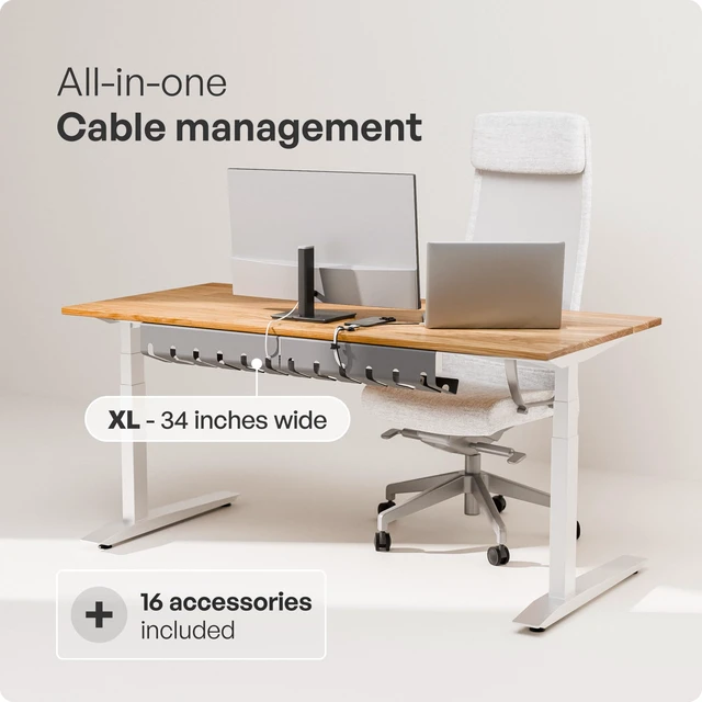 Alt view image 2 of 7 - Cable Management Under Desk, Set of 2 - Grey/Silver Easy under-table mounting keeps cables organized, includes 10 cable ties for a clean and tidy office or home workspace