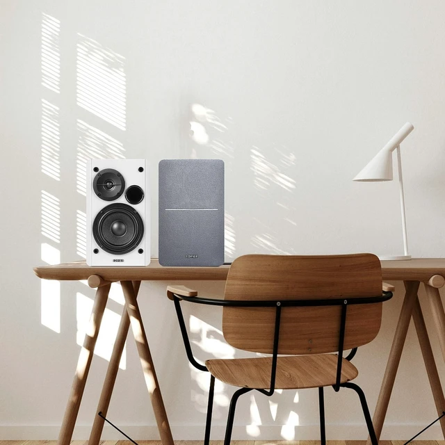 Alt view image 5 of 6 - R1280T Powered Bookshelf Speakers - 2.0 Active Near Field Studio Monitor Speaker - White Enclosure - 42 Watts RMS