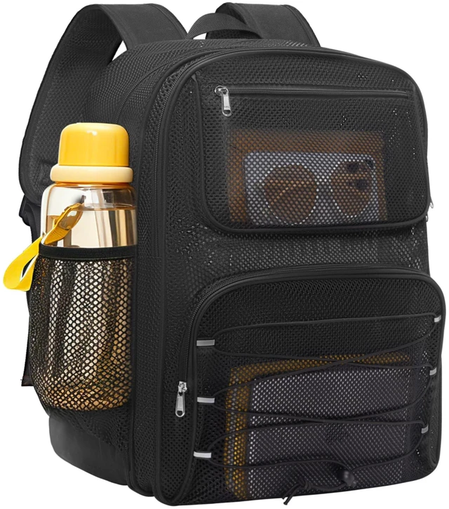 Main image of Mesh Backpack Heavy Duty, 40L Large See Through Mesh Beach Bag Breathable Heavy Duty Backpack for Hiking, Swimming, Beach, Outdoor Sports, Rucksack Daypack for Men Women, Black Plus-40L