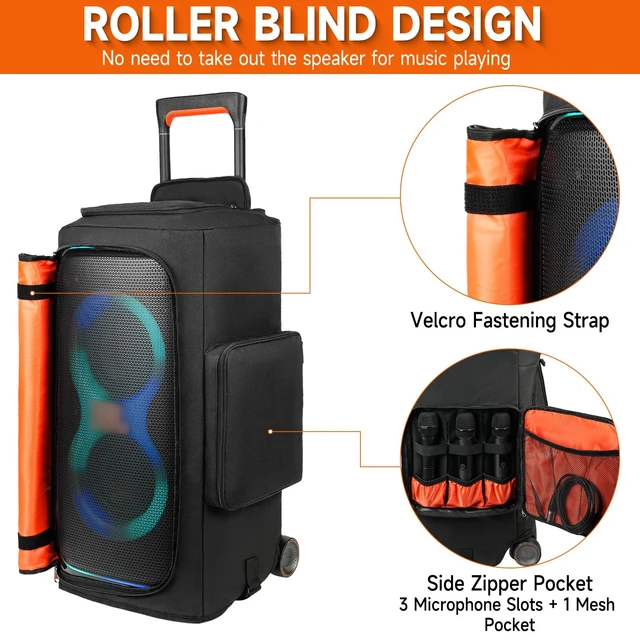 Alt view image 4 of 7 - Speaker Case Compatible with JBL PartyBox 320/310,Bottomless Cover Portable Speaker Dust Cover Storage Bag Fits for JBL Party Box 320 for Outdoor Travel,Cover Only(Without Wheels and Pull Rod)