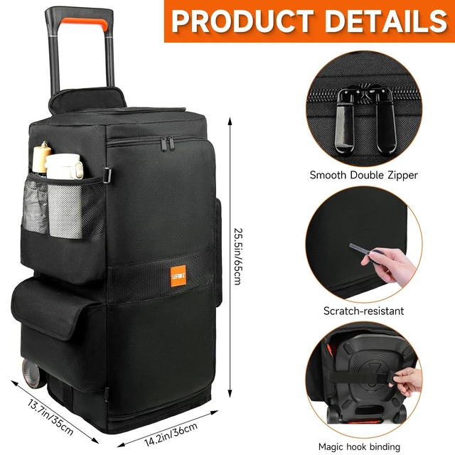 Alt view image 7 of 7 - Speaker Case Compatible with JBL PartyBox 320/310,Bottomless Cover Portable Speaker Dust Cover Storage Bag Fits for JBL Party Box 320 for Outdoor Travel,Cover Only(Without Wheels and Pull Rod)
