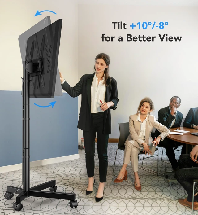 Alt view image 3 of 7 - Mobile TV Cart Stand with Wheels for 23-60" tvs, Height Adjustable, Portable Floor Stand Holds up to 88 lbs, Rolling TV Mount max VESA 400x400mm