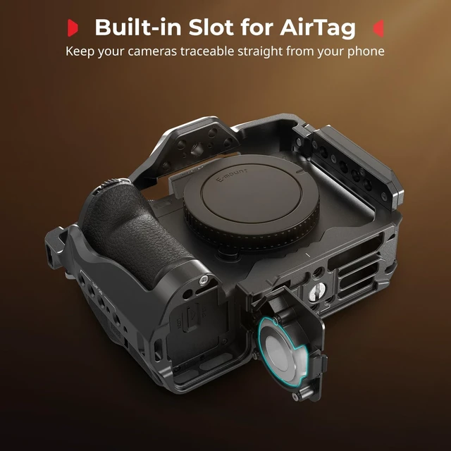 Alt view image 3 of 7 - Camera Cage for Sony A7V/ A7IV/ A7RIV/ A7RV/ A7SIII/ A1 Integrated Slot for AirTag, for Sony Alpha 7 V, 7R V, 7 IV, 7S III, 1, 7R IV