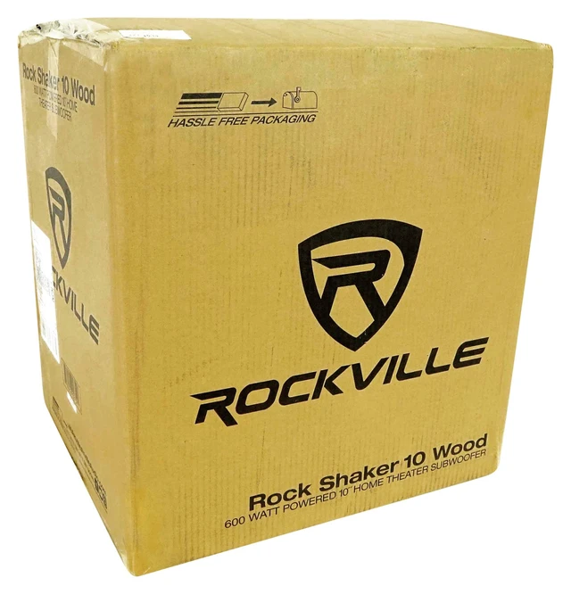 Alt view image 6 of 7 - Rock Shaker 10" Classic Wood Powered Subwoofer Home Theater 600W Peak, 300W RMS, RCA In/Out, High-Level In/Out, 20Hz-200Hz Response, MDF Enclosure, Class D Amplifier