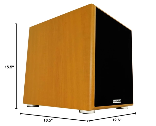 Alt view image 7 of 7 - Rock Shaker 10" Classic Wood Powered Subwoofer Home Theater 600W Peak, 300W RMS, RCA In/Out, High-Level In/Out, 20Hz-200Hz Response, MDF Enclosure, Class D Amplifier