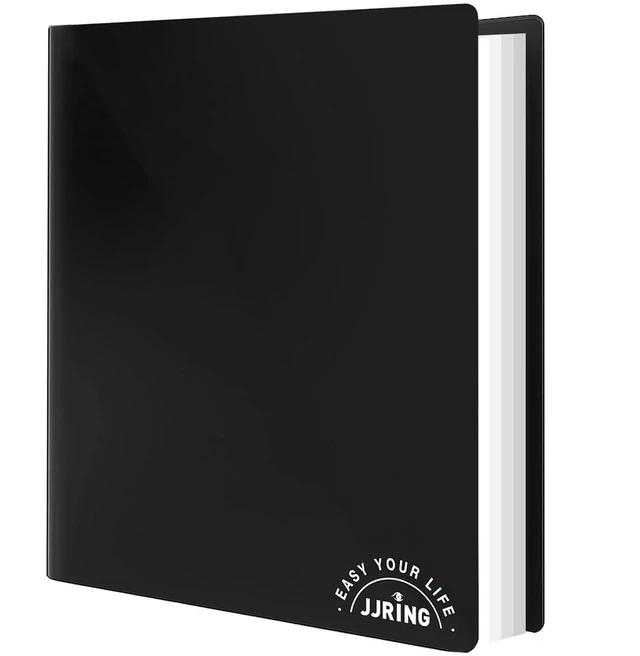 Main image of 18x24 Black Art Portfolio Folder Displaying 48 Pages with Plastic Sleeves 24-Pocket Presentation Book Binder For Artwork Storage Featuring Dark Inner Paper Inserts Protective Document Archival Holder