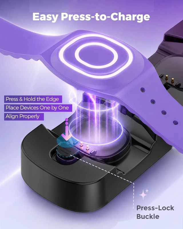 Alt view image 3 of 7 - 3in1 Charging Station for MagicBand+ Magic Band Plus, Portable Charger Dock 90-Min Fast Charge for 3 Bands, ClicktoLock Design, USBC Travel Hub for Disney-Land & Disney-World Families (Black)