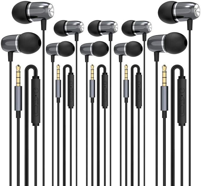Main image of EP05 Wired Earbuds 5 Pack,3.5 mm Jack Noise Isolating Earphones,in-Ear Headphones with Microphone,HD Bass Audio Ear Buds,for Small Ears canals Women,Teens Boys Girls and Adult (Black)