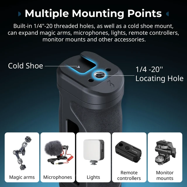 Alt view image 6 of 7 - Mini Side Handle Kit, with 1/4"-20 Screws & NATO Clamp & NATO Rail Left or Right Hand Available, Up and Down Adjustable, Max. Payload 10kg/ 22lb, Bulit-in Threaded Hole/ Cold Shoe
