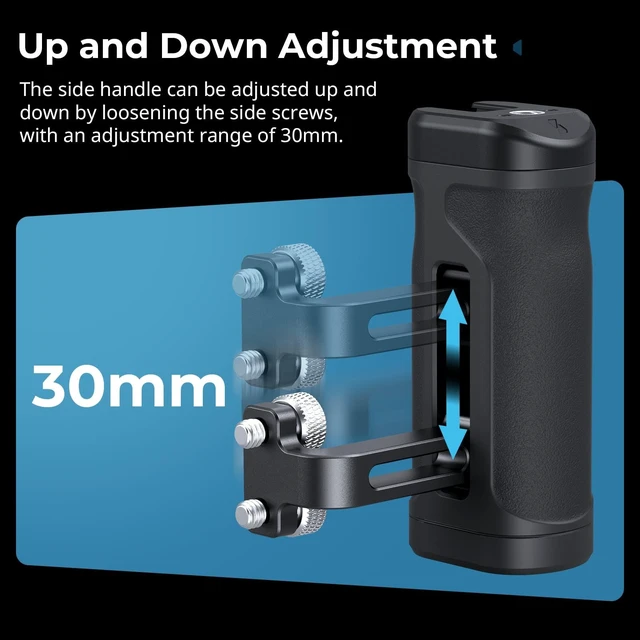 Alt view image 5 of 7 - Mini Side Handle Kit, with 1/4"-20 Screws & NATO Clamp & NATO Rail Left or Right Hand Available, Up and Down Adjustable, Max. Payload 10kg/ 22lb, Bulit-in Threaded Hole/ Cold Shoe