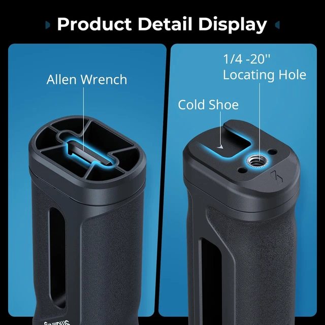 Alt view image 2 of 7 - Mini Side Handle Kit, with 1/4"-20 Screws & NATO Clamp & NATO Rail Left or Right Hand Available, Up and Down Adjustable, Max. Payload 10kg/ 22lb, Bulit-in Threaded Hole/ Cold Shoe