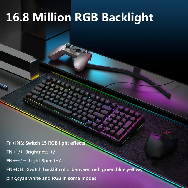 Alt view image 4 of 7 - Z-99 Wired Mechanical Keyboard, Creamy Sound, RGB Backlit, Black Hot Swappable Pre-lubed Linear Switches, Gasket Structure with Sound Dampening Foam, 99 Key Custom Gaming Keyboard for PC/Mac
