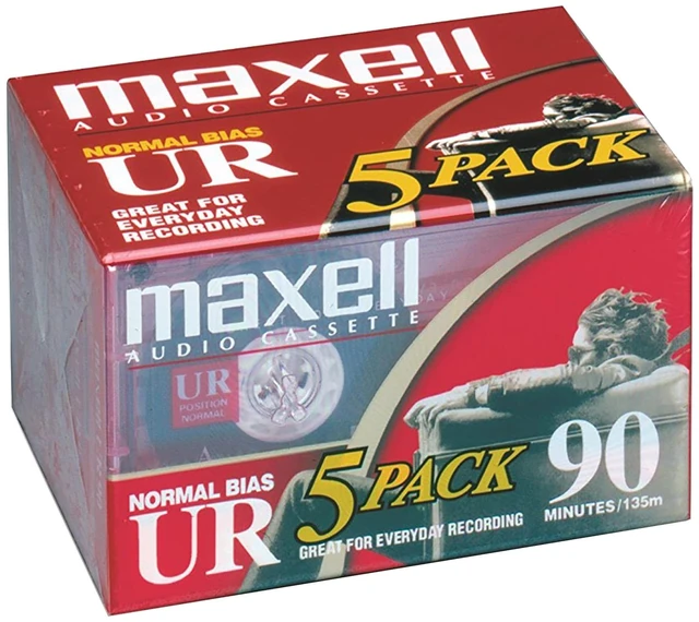 Main image of UR 90 Normal Bias Blank Audio Recording Cassette Tape, Low Noise, 90 Minute Recording Time, 5 Pack
