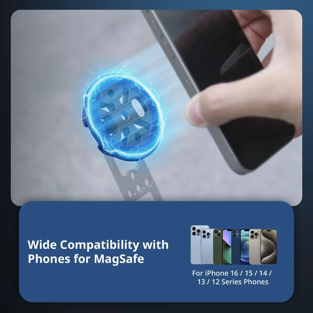 Alt view image 2 of 7 - Magnetic Phone Mount Plate for iPhone 18/17/16/15/14/13 Pro Max | with Cold Shoe Mount & 1/4"-20 Threaded Hole, for DJI Mic 2, Vlogging, Live Streaming, Smartphone Filming