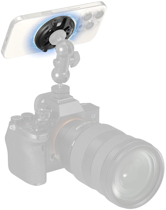 Main image of Magnetic Phone Mount Plate for iPhone 18/17/16/15/14/13 Pro Max | with Cold Shoe Mount & 1/4"-20 Threaded Hole, for DJI Mic 2, Vlogging, Live Streaming, Smartphone Filming