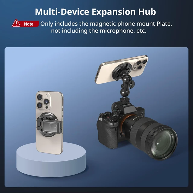 Alt view image 4 of 7 - Magnetic Phone Mount Plate for iPhone 18/17/16/15/14/13 Pro Max | with Cold Shoe Mount & 1/4"-20 Threaded Hole, for DJI Mic 2, Vlogging, Live Streaming, Smartphone Filming