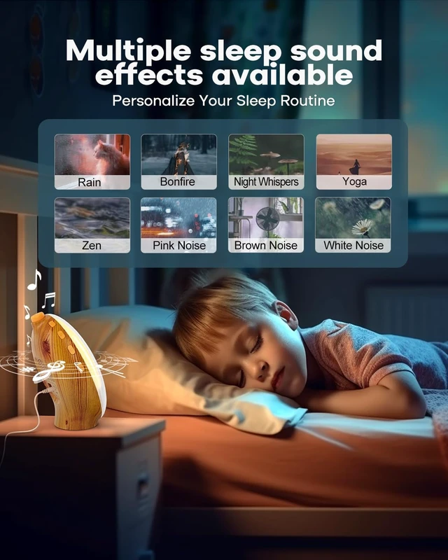 Alt view image 3 of 7 - Sunrise Alarm Clock for Heavy Sleepers, Wood Grain Wake up Light Sunset Simulation, 7 Nature Sounds, Dual Alarms, Colorful Ambient Lamp, FM Radio, Snooze, Sleep Aid for Kids & Adults Bedroom