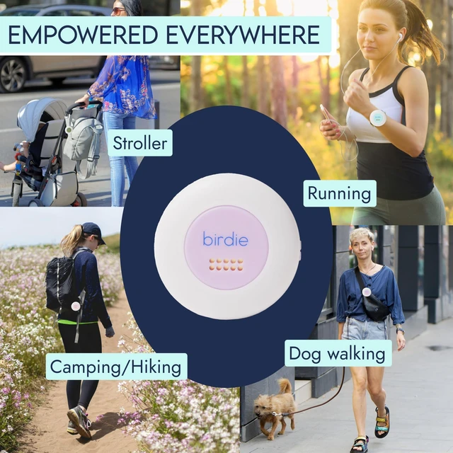 Alt view image 3 of 5 - The Original Personal Safety Alarm Disc for Bikes, Hikes, and Late Nights - Loud Siren, LED Light for Extra Visibility, Rechargeable, Handsfree, Lightweight, Water Resistant (Lavender)