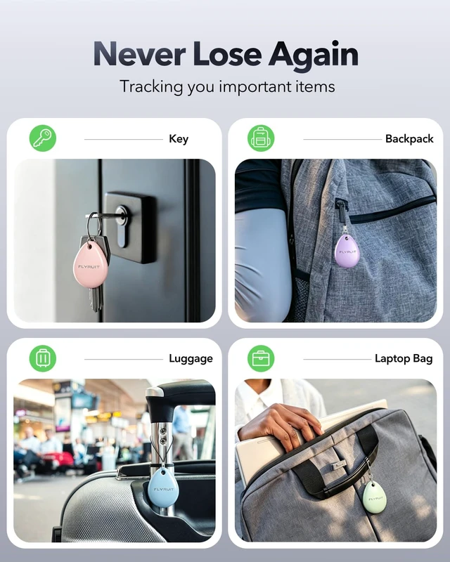 Alt view image 6 of 7 - Air Tracker Tags-4 Pack for Apple Find My, iOS Only, Official MFi Certified Mini Bluetooth Key Finder locator with sound, Travel Cruise Essential, Smart Luggage tracker for iPhone, Suitcases, Backpack
