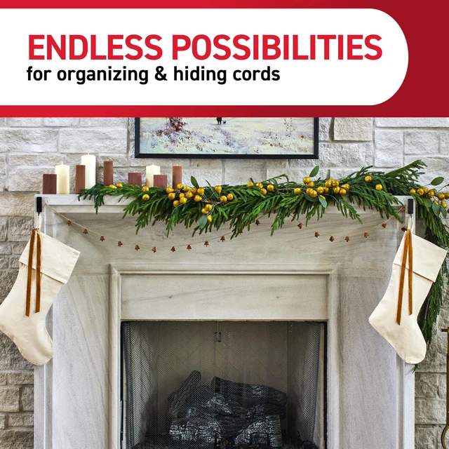 Alt view image 6 of 7 - Garland Hanger, Garland Green, 6 bundlers, 12 Strips Hooks For Garland, Holiday Decor, Damage Free Hanging, Good For Mantels, Doors, Fireplaces, Stairs